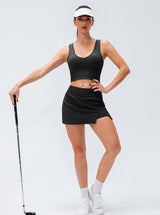 Mironix | Atmungsaktiver Tennisrock Damen Weiß High-Waist – Schwarz