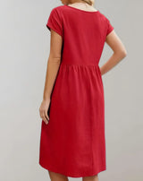 Idalia – Trendiges Kleid aus Baumwollleinen – Rot