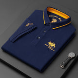 Miles - Polohemd mit Stickakzent – Blau