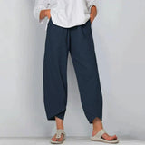 Moderne Hosen mit Überlappungs-Saumdesign – Marineblau