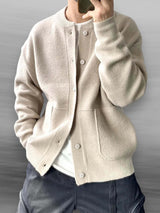 Moderne Strickjacke mit Bomberkragen für Stilbewusste – Beige