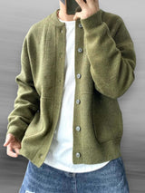 Moderne Strickjacke mit Bomberkragen für Stilbewusste – Grün