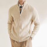 Moderne Strickjacke mit Elegantem Reißverschluss – Beige