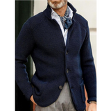 Moderne Strickjacke mit Knopfverschluss – Dunkelblau