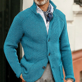 Moderne Strickjacke mit Knopfverschluss – Aqua Blau