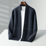 Moderne Strickjacke mit offener Vorderseite – Blau