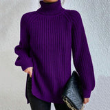 Julia | Moderner Rollkragenpullover aus Baumwolle – Lila