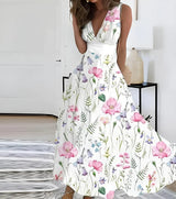 Mirethiel – Elegantes Maxikleid mit Blumenmuster – Rosa