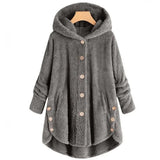 Petra | Modische Fleecejacke mit Kapuze – Dunkelgrau