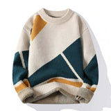 Modischer Strickpullover mit geometrischem Muster – Beige