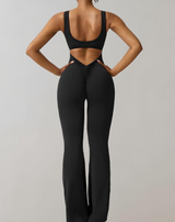 Eleganter Damen-Jumpsuit aus hochwertigem Stauben – Schwarz