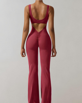 Eleganter Damen-Jumpsuit aus hochwertigem Stauben – Weinrot
