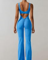Eleganter Damen-Jumpsuit aus hochwertigem Stauben – Blau