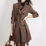 Madezina – modische Jacke mit gürtel – herbst/winter – Braun