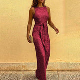 Zenithra – Glänzender und Schillernder Pailletten-Jumpsuit – Rot