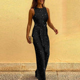 Zenithra – Glänzender und Schillernder Pailletten-Jumpsuit – Schwarz