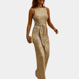 Monica | Glitzernder Sommer-Jumpsuit – Gold
