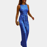 Monica | Glitzernder Sommer-Jumpsuit – Blau
