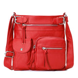 Multifunktionale Damen Tasche – Wasserfeste Schultertasche mit vielen Fächern – Rot