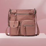 Multifunktionale Damen Tasche – Wasserfeste Schultertasche mit vielen Fächern – Rosa