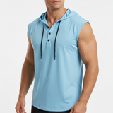 Mouwloos Henley Tanktop - AeroVibe – Hellblau