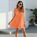 Avenlise – Elegantes Minikleid aus Baumwolle – Orange