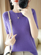 Pullover aus Merinowolle für Damen | Ideal für alle Jahreszeiten – Violett