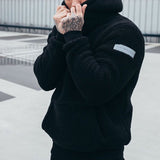 Pullover Herren Plüsch Kapuze | Warm Bequem Freizeit – Schwarz