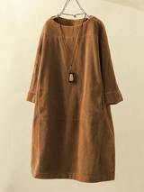 Nancy - Lockeres Kleid aus Kord – Hellblau