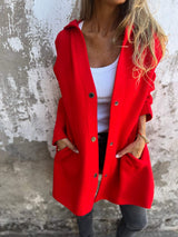 Natalie - Freizeitblazer mit Kapuze – Rot