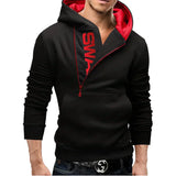 Stylischer kapuzenpulli mit seitlichem reißverschluss - neil – Schwarz/Rot