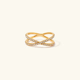 Nia Gold Diamant Kreuz Ring – Gelbgold