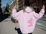 Layla | Baggy Hoodie mit Taschen – Hellrosa – Pinker Druck