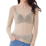 Nadine | Elegantes Mesh Ausgeh Top – Creme
