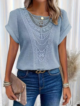 Nadine | Lässige Eleganz Spitzen T Shirt – Farbe3