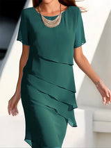 Nadine – plissiertes chiffonkleid – Grün