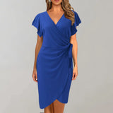 Serena – Wickelkleid mit Flügelärmeln – Blau