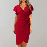 Serena – Wickelkleid mit Flügelärmeln – Rot