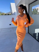Calisette – Set aus kurzem Sweatshirt und Rock aus Baumwolle – Orange