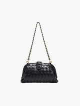 Woven Mini-Clutch mit elegantem Kettenriemen – Schwarz