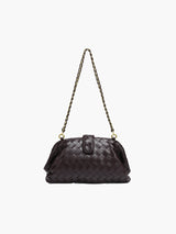 Woven Mini-Clutch mit elegantem Kettenriemen – Kaffeebraun