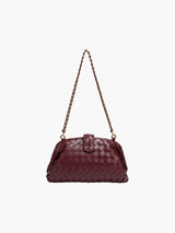 Woven Mini-Clutch mit elegantem Kettenriemen – Bordeaux