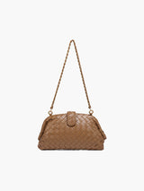 Woven Mini-Clutch mit elegantem Kettenriemen – Beige
