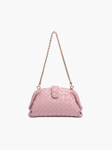 Woven Mini-Clutch mit elegantem Kettenriemen – Rosa