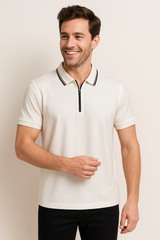 Nathaniel Poloshirt mit Reißverschluss – Weiß