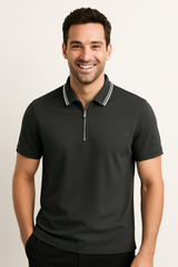 Nathaniel Poloshirt mit Reißverschluss – Grau