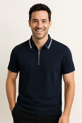 Nathaniel Poloshirt mit Reißverschluss – Blau