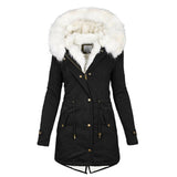 Winterjacke Damen Mit Kapuze | Lang Geschnitten Mit Taschen – Schwarz