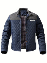 Wattierte herrenjacke mit stehkragen – keith – Marineblau