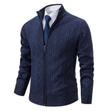 Herren Winter Strickjacke | Mit Reißverschluss – Marineblau- 2